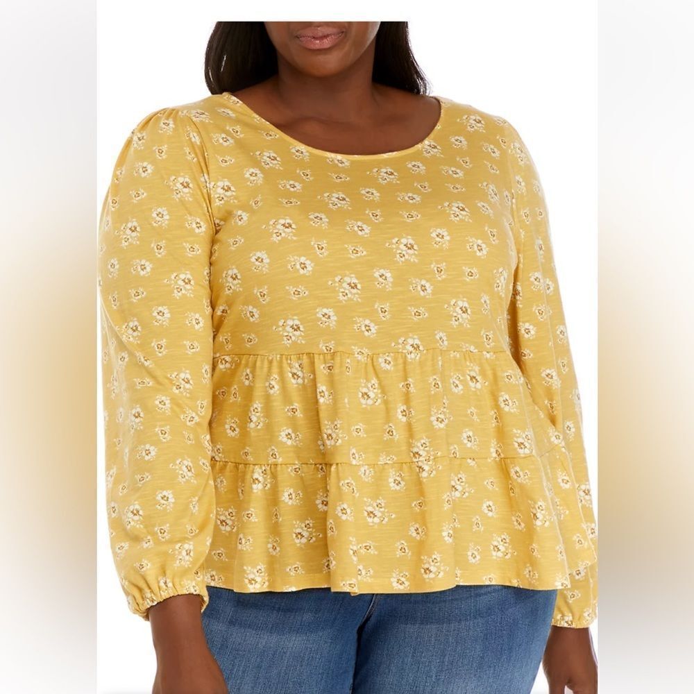 True CRAFT
Plus Size Long Balloon Sleeve Printed Tiered
Knit Top, size 2X